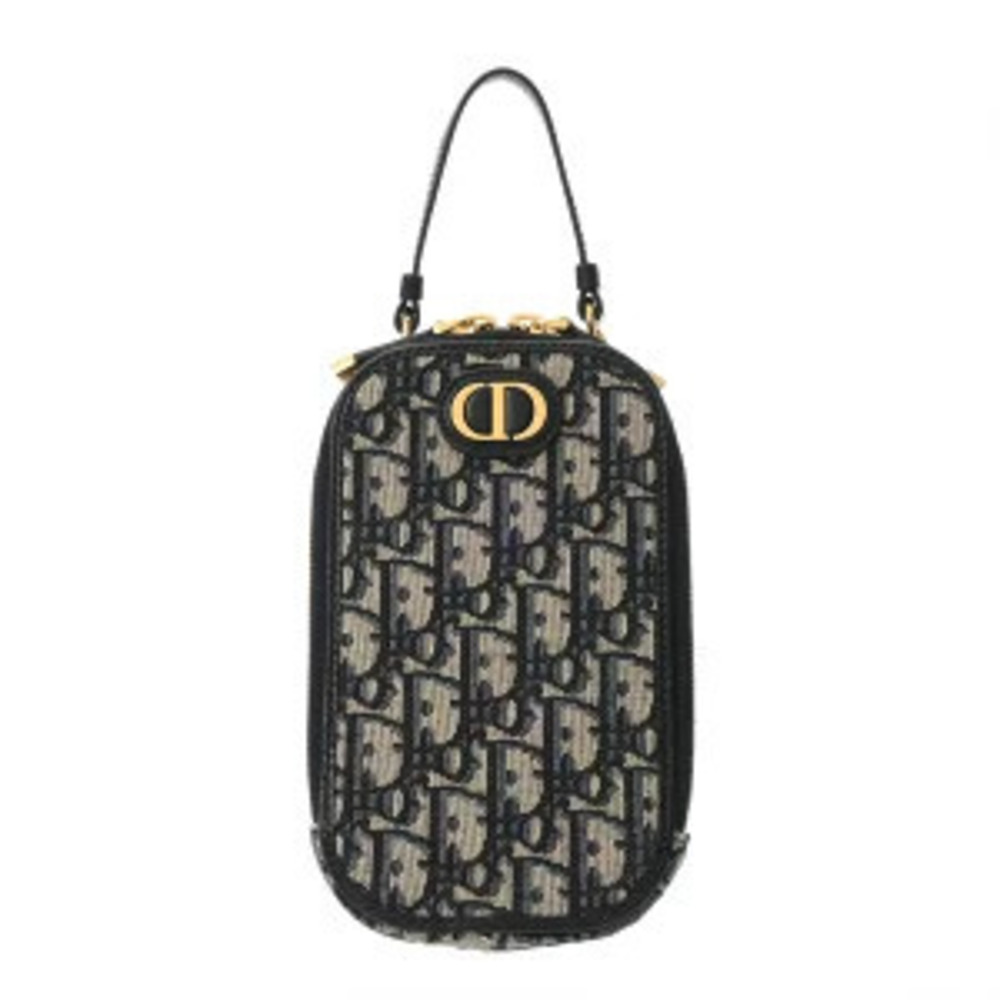 Christian Dior Montaigne Callin Phone Blue Oblique Jacquard Canvas Shoulder Bag